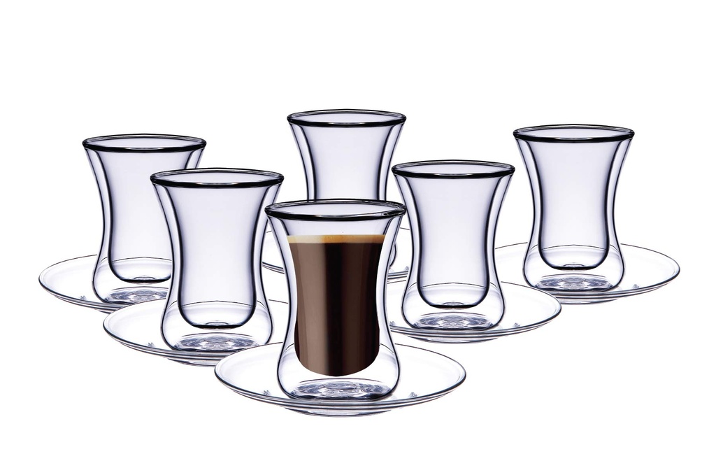 AWM Blackstone Double Wall Tea Cup w. Saucer -100ml (Set of 6)
